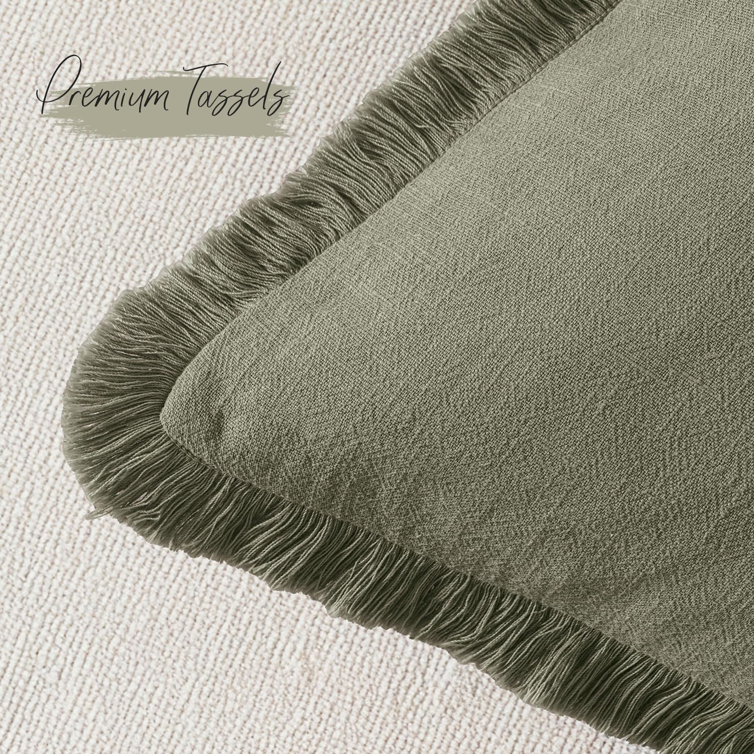 Decorative Linen Fringe Throw Pillow Covers Boho Farmhouse Soft Accent Pillow...