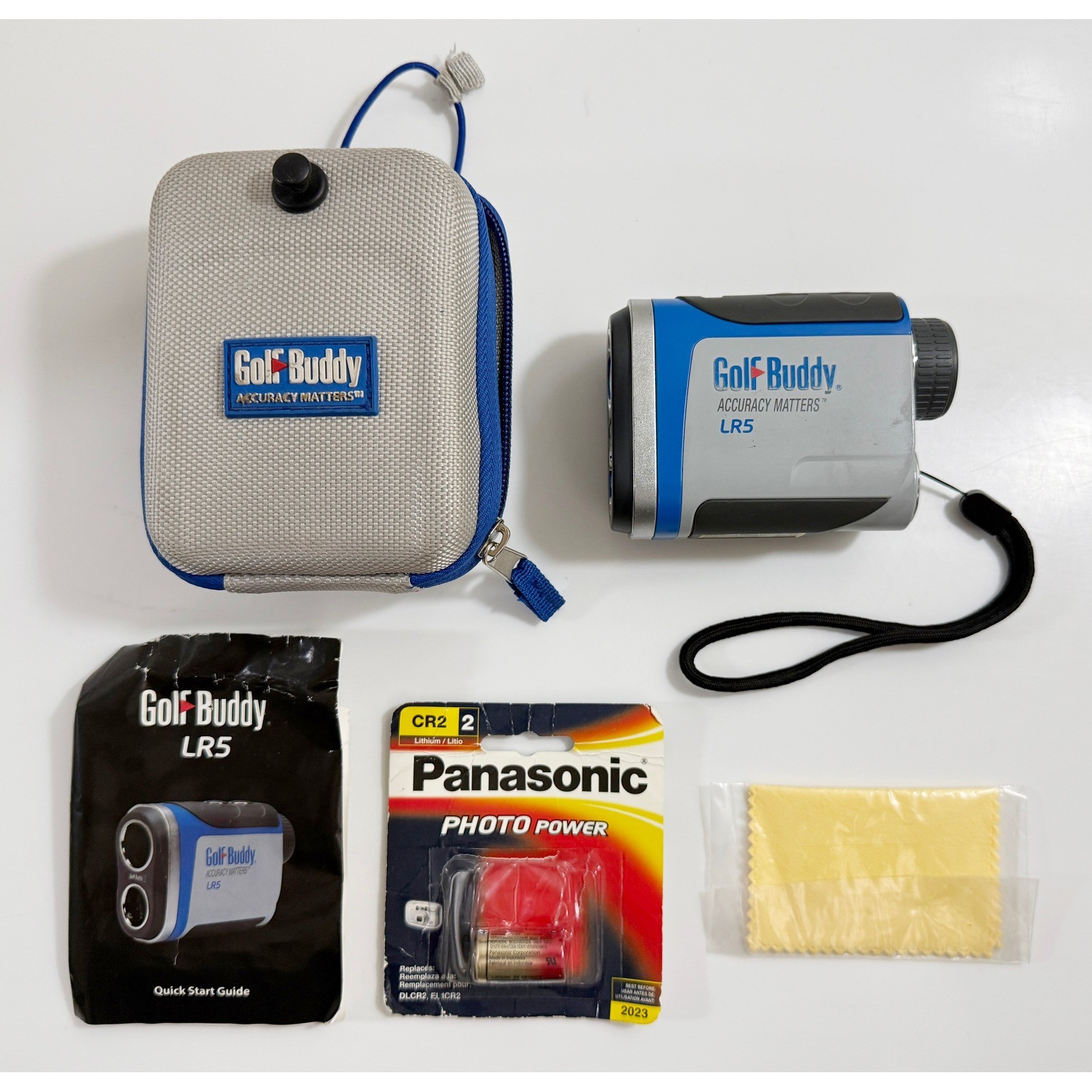 GolfBuddy LR5 Laser Rangefinder Blue Gray Golf Distance Meter Bundle