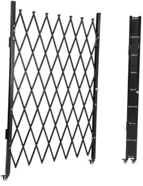Folding Security Gate, 85" H x 95" W Single Folding Door, 85"H x 95"W Black
