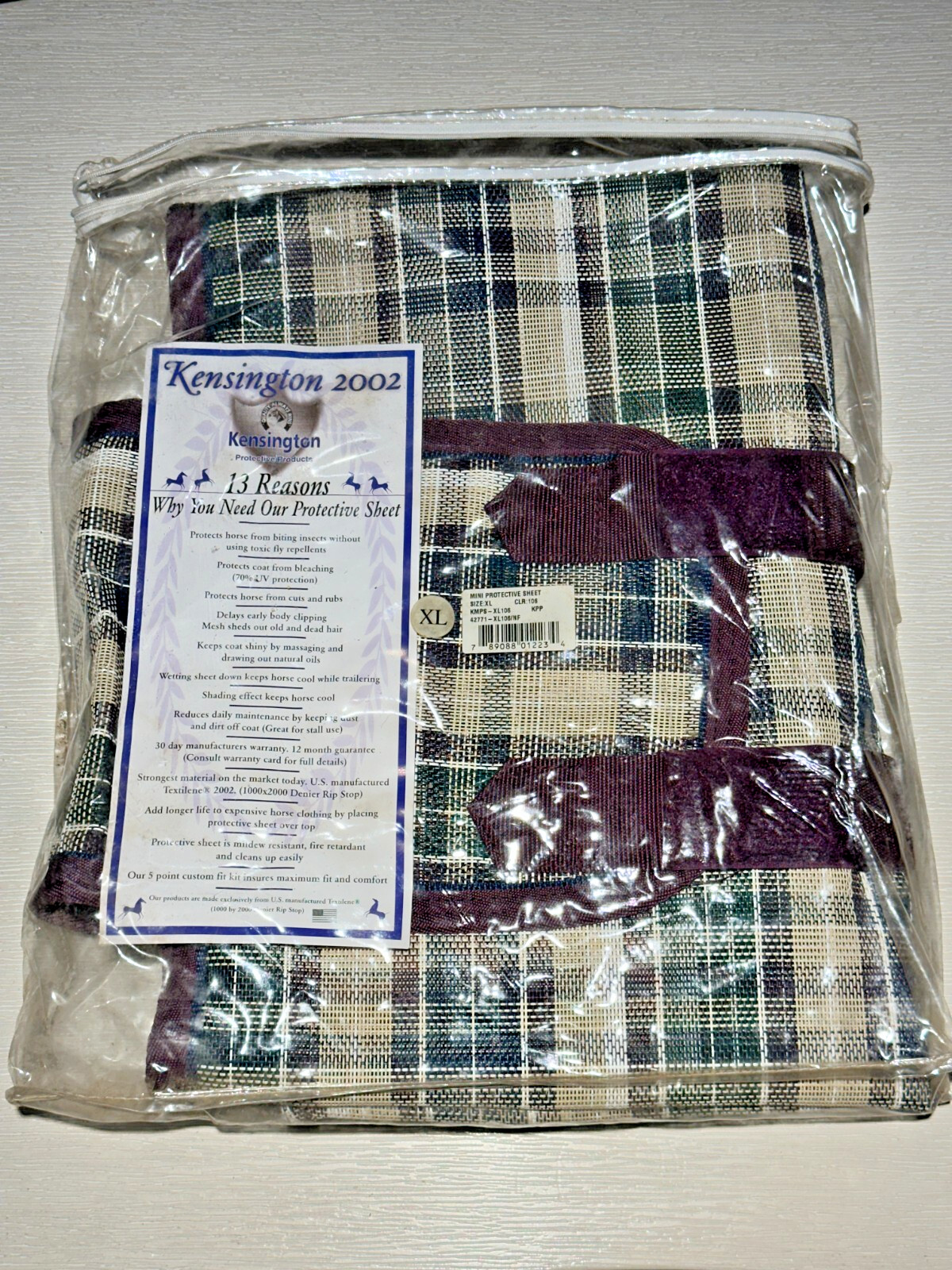 Kensington Mini Horse Protective Sheet – XL –Discontinued Purple/Green Plaid 106