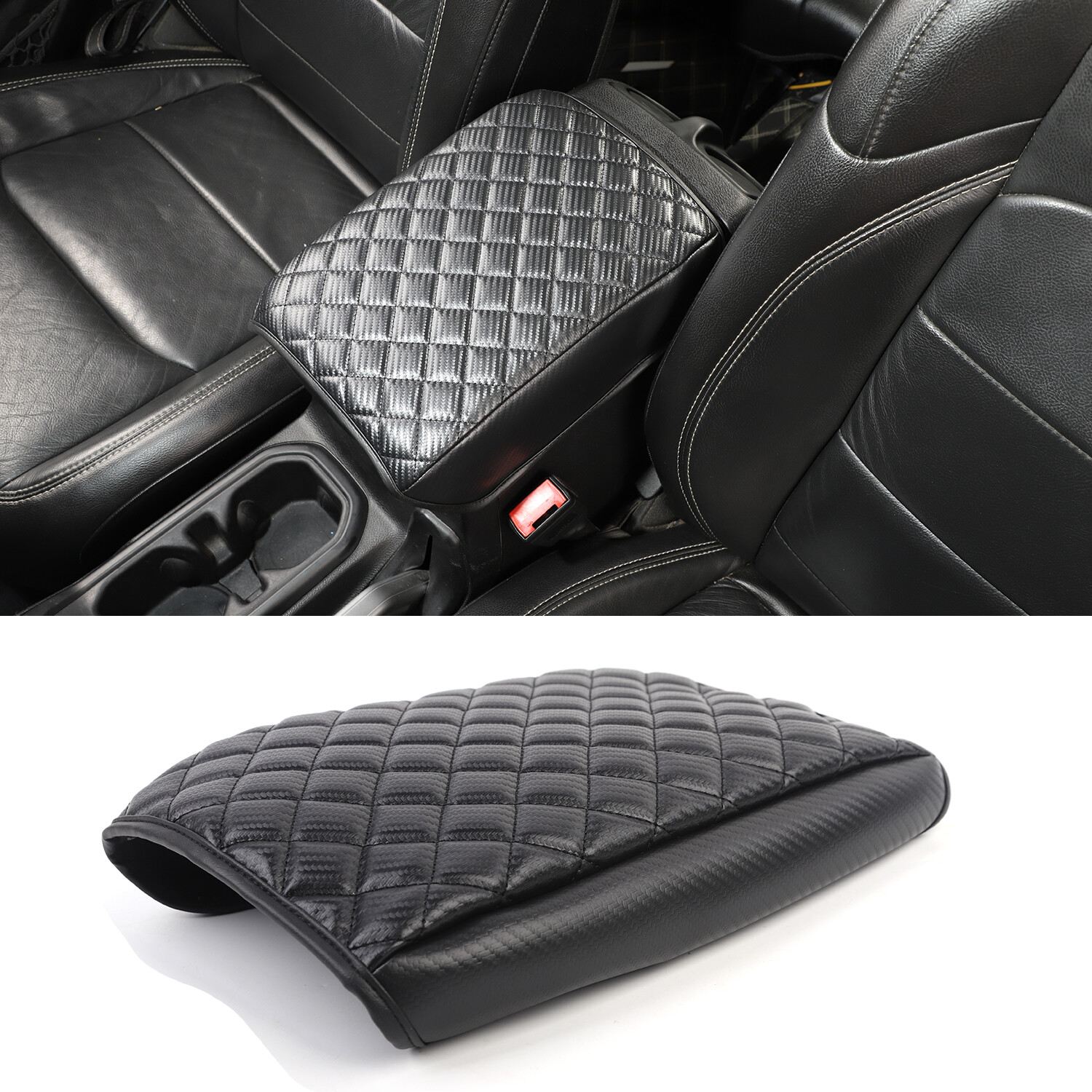 Leather Armrest Cover Cushion Pad Organizer Elbow Pillow for Jeep Wrangler JL JT