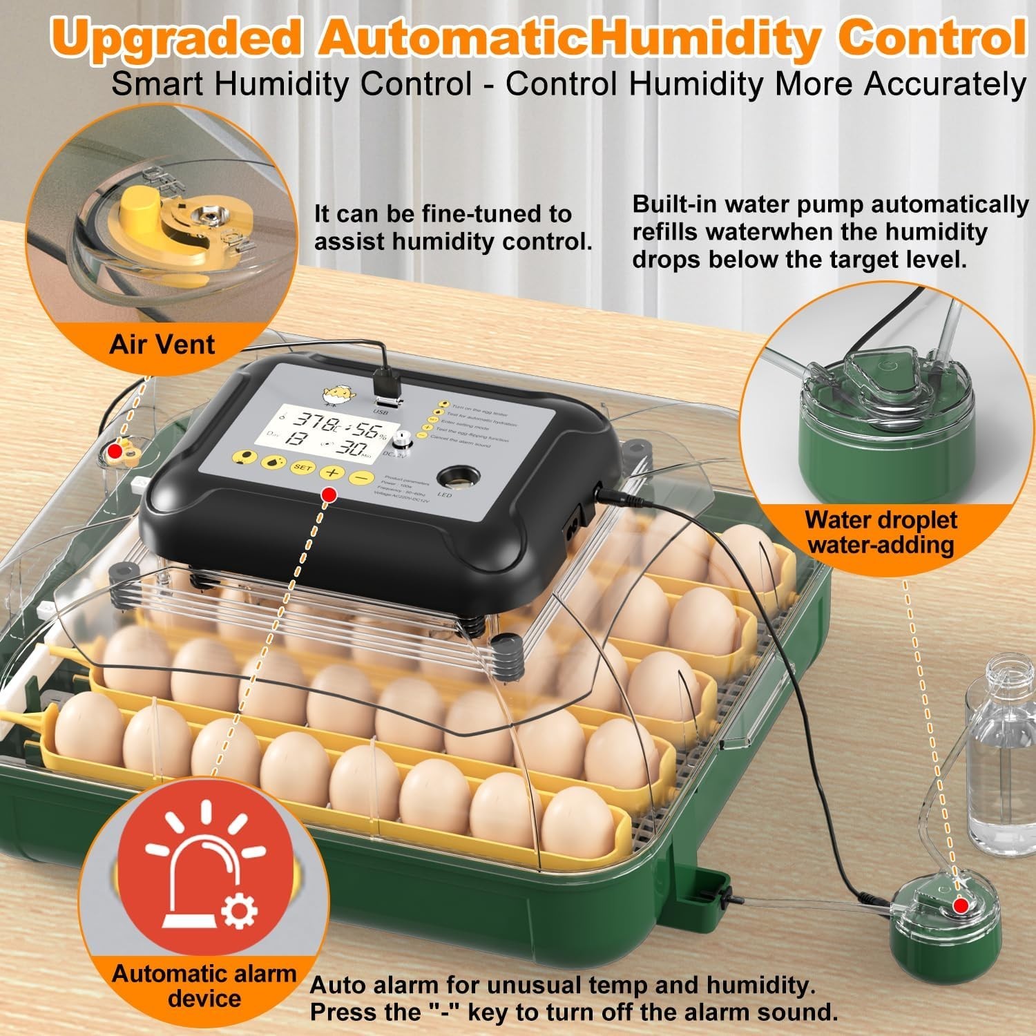 MATICOOPX 30 Egg Incubator with Humidity Display, Egg Candler, Automatic Egg Tur