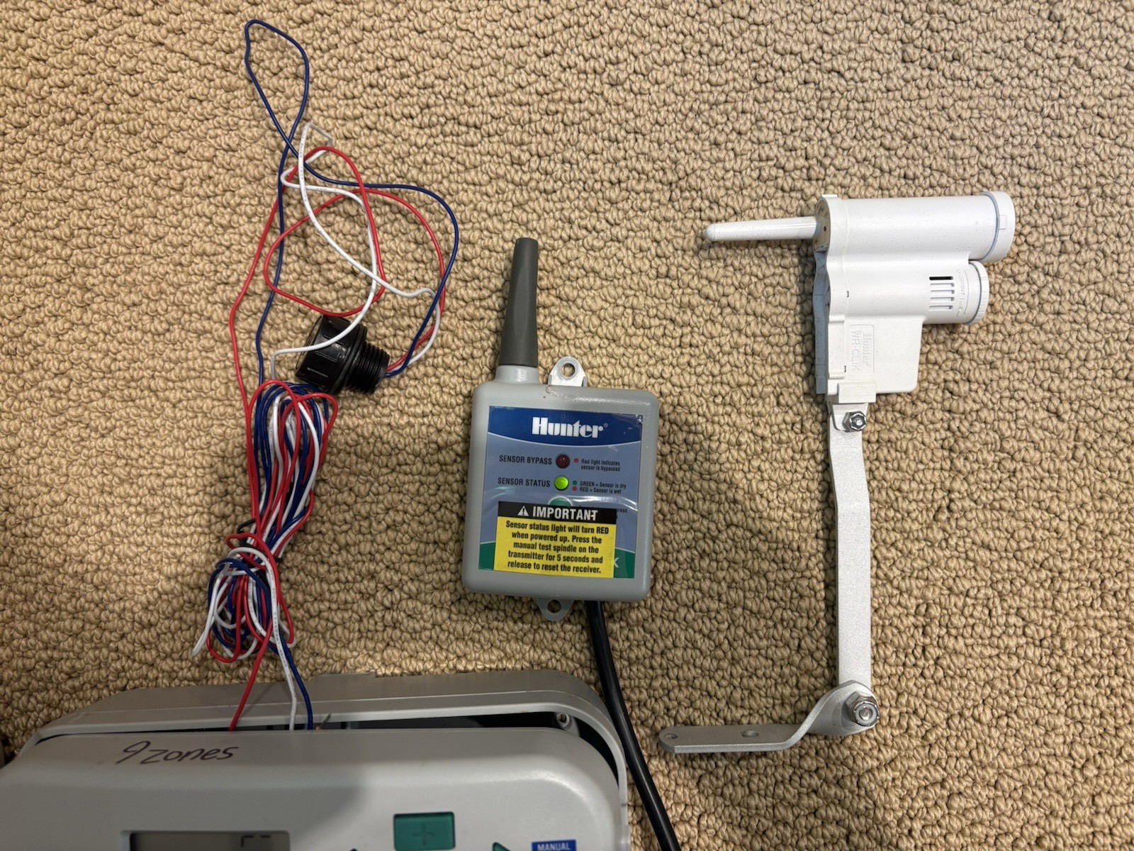 Hunter Pro-C Irrigation Sprinkler Controller PC-300i w/ WR-CLIK-R Sensor 9 Zone