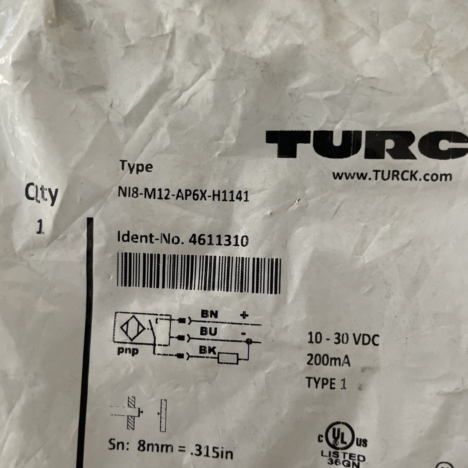 TURCK Ni8-M12-AP6X-H1141 Proximity Switch sensor