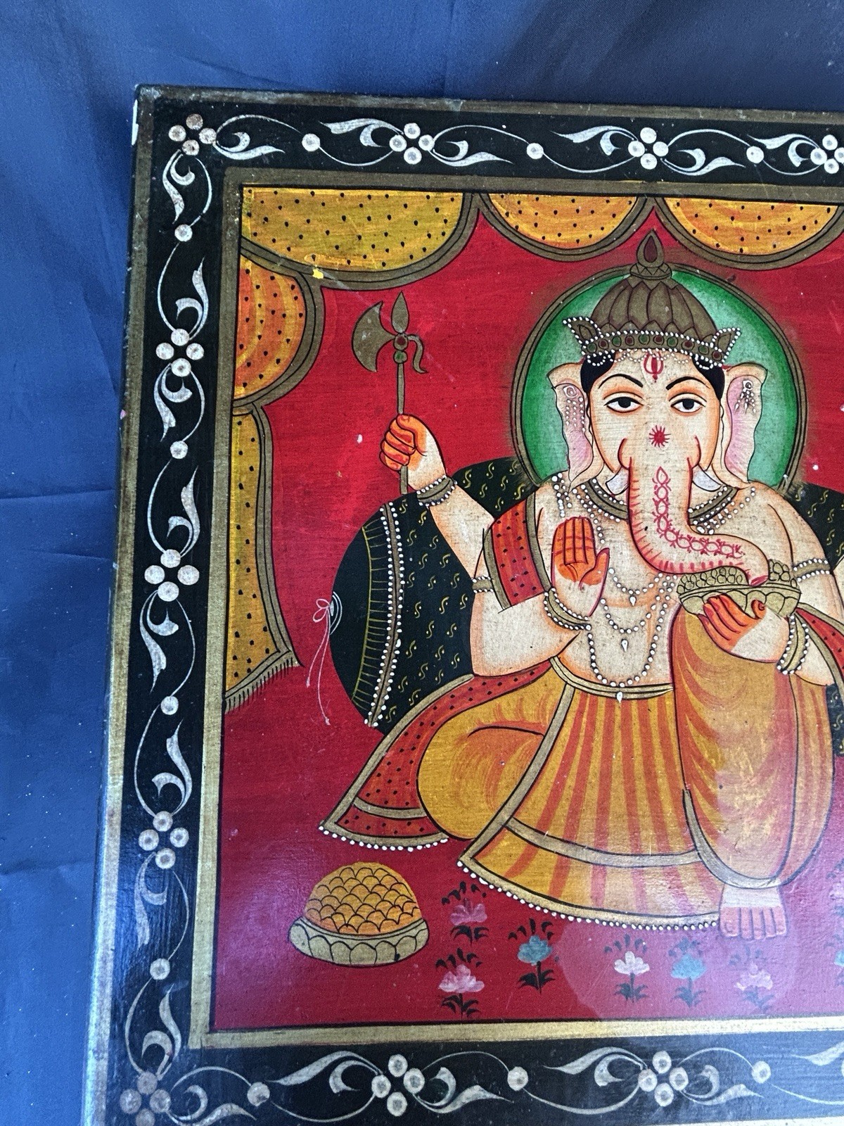 Gorgeous Painted Ganesha Foot Stool/Ottoman Table
