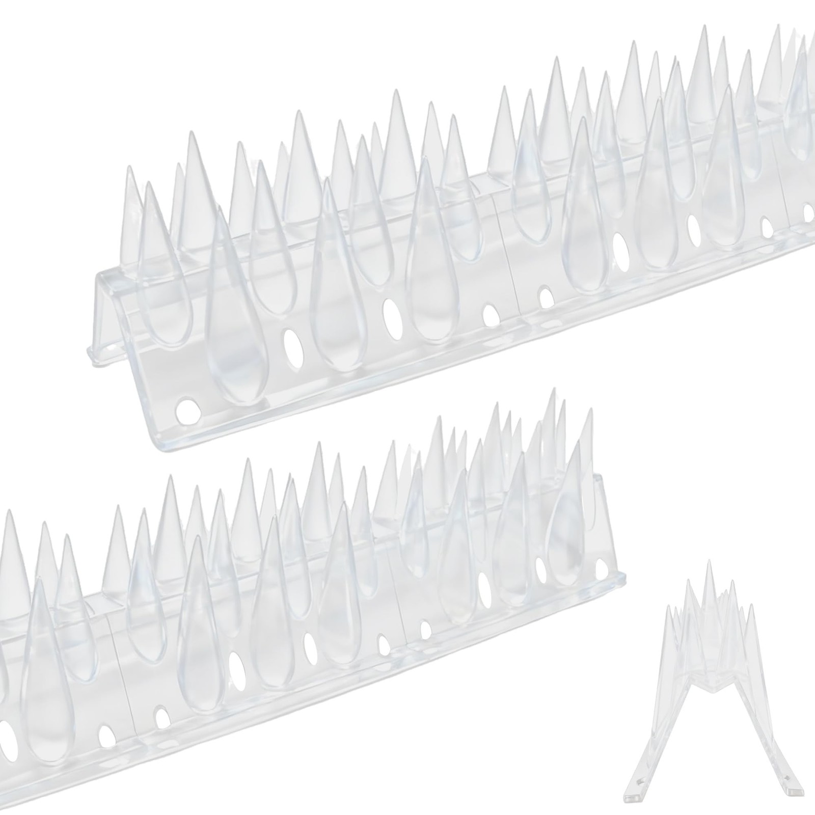Bird Spikes, Clear, 12 Pack, New Roof Overhang Spikes, Pigeon Spikes for Fenc...