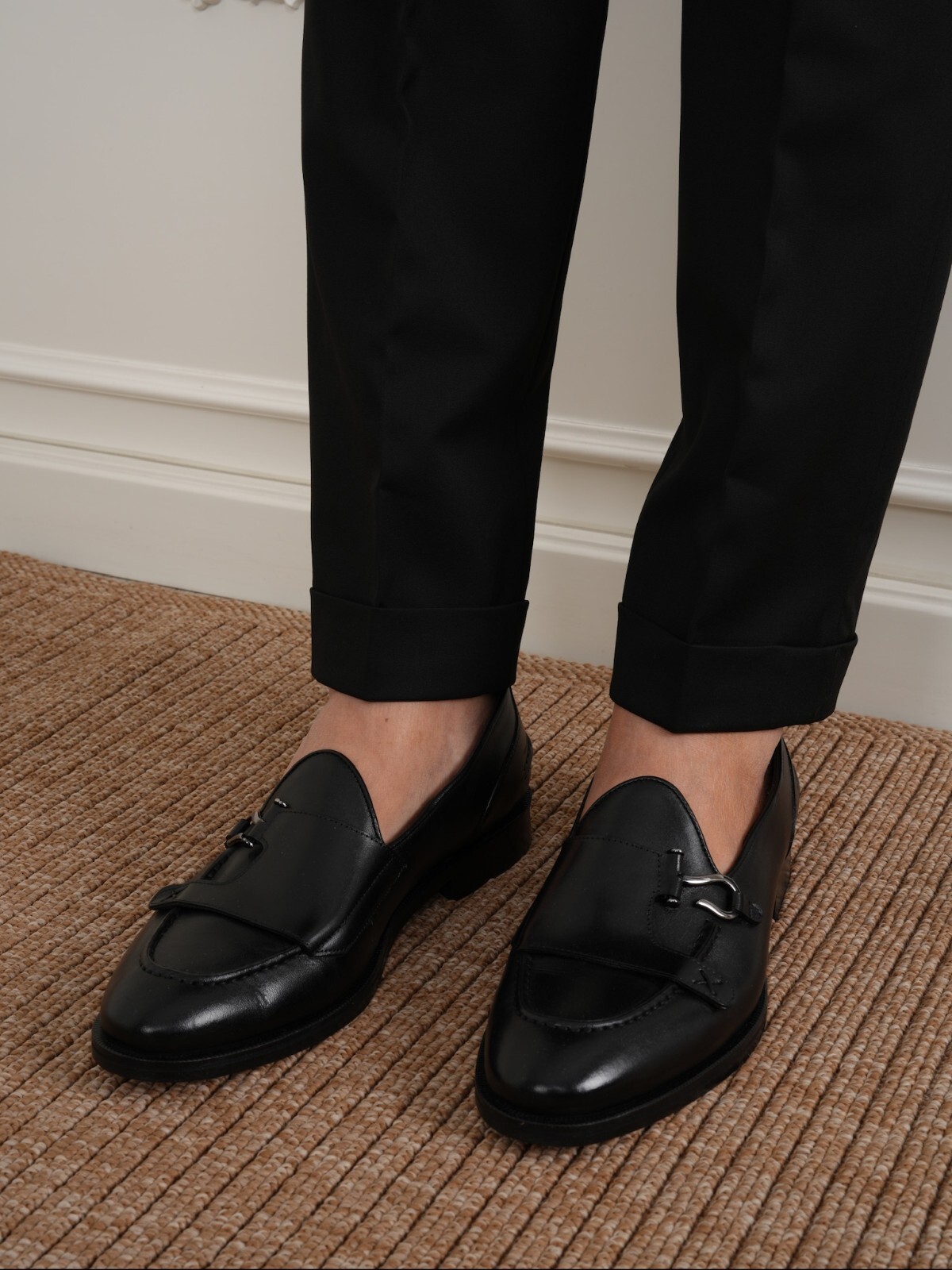 Men's Premium Italian Style Leather Shoes loafers with Silver Buckle - Parez