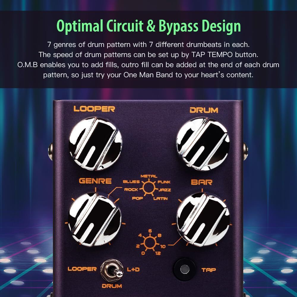 JOYO Looper & Drum Machine Pedal (Looper Cycle Recording/Drum Machine/Looper+Dru
