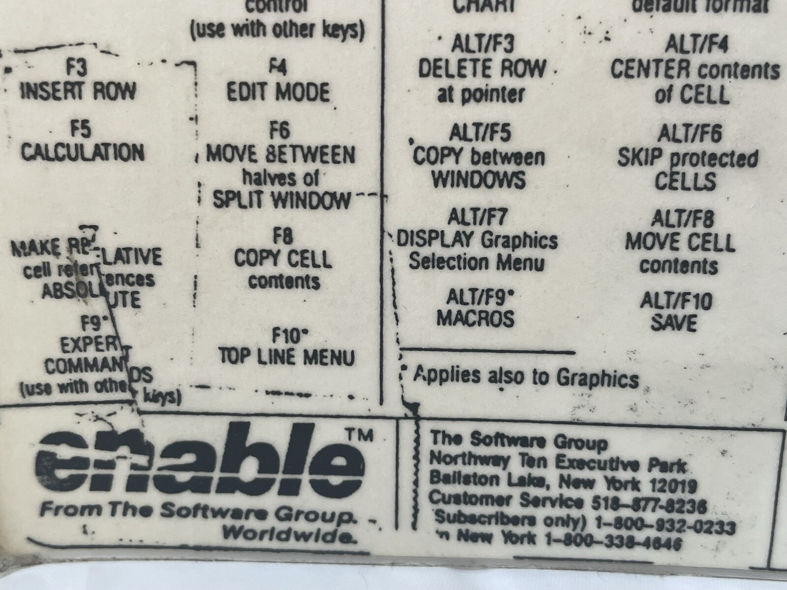 Word Processing Cheat Sheet Laminate Software Group Enable Command Vtg comp 1986