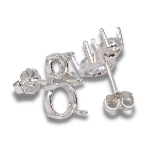 Two Stone Round Pre-notched Earring Mountings