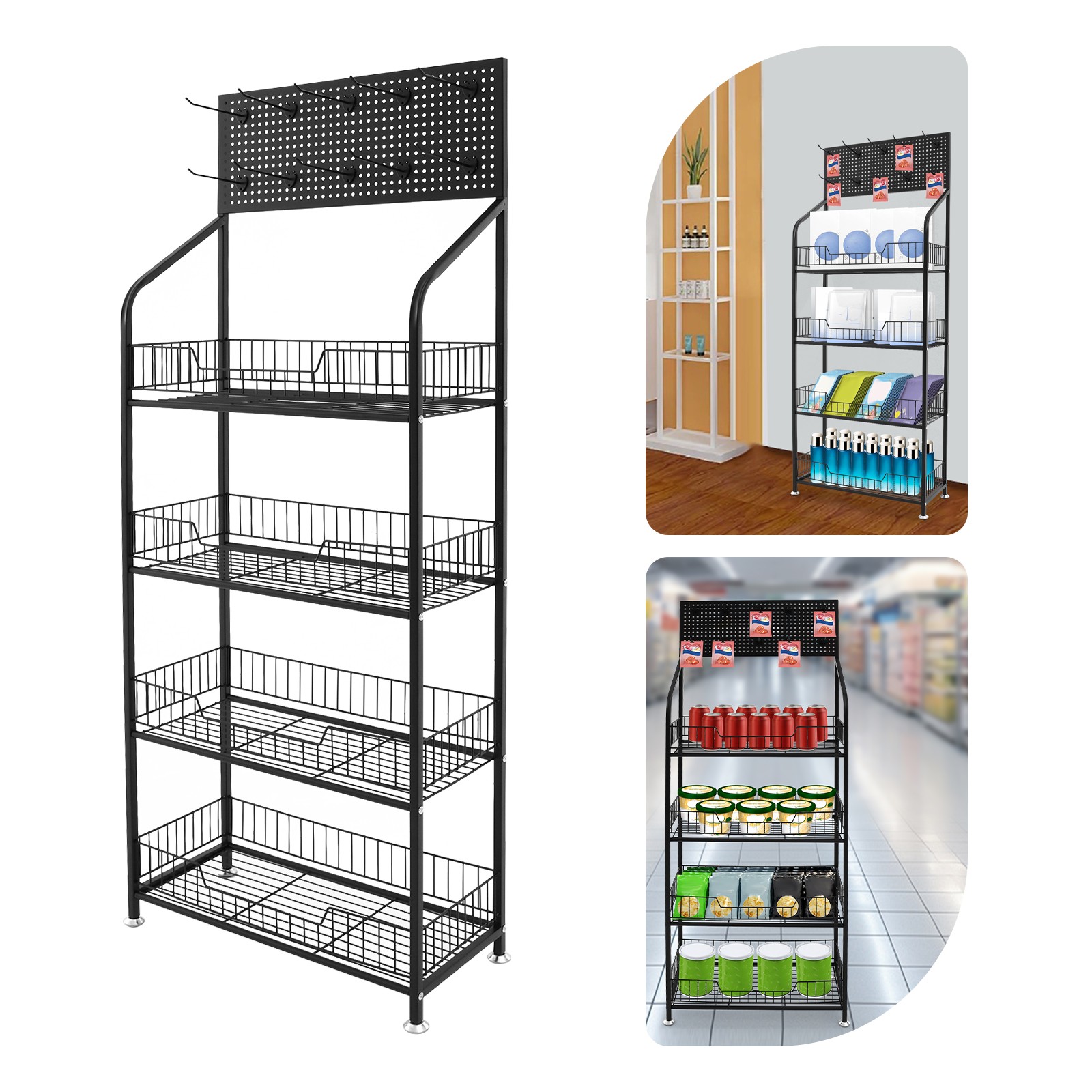 4 Tier Retail Display Rack Stand Metal Wire Snack Candy Display Organizer