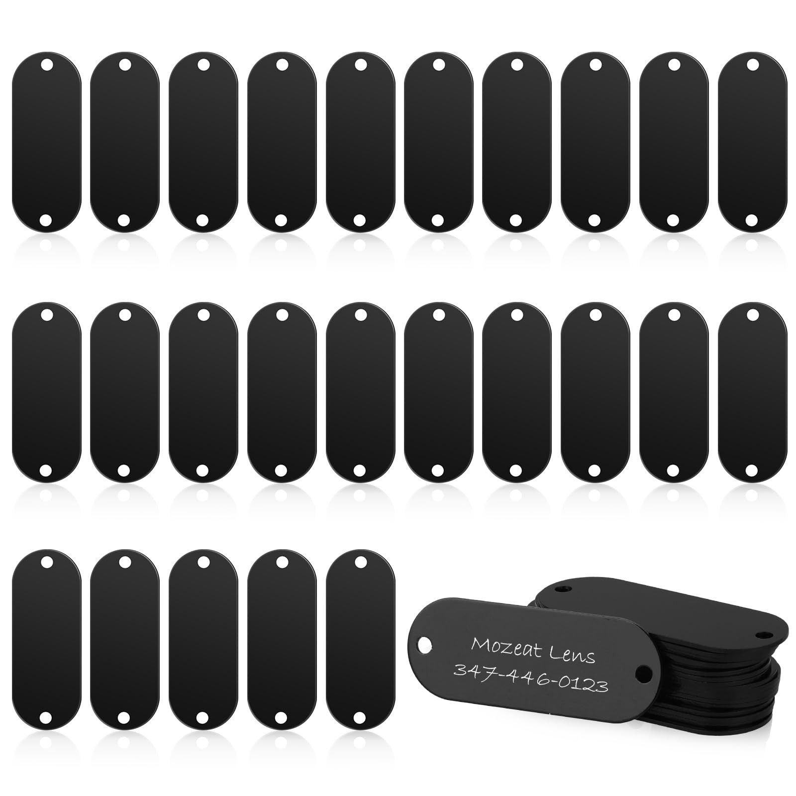 Aluminum Engraving Blanks - 25 Black Metal Stamping 5.1*1.9*0.1CM, black