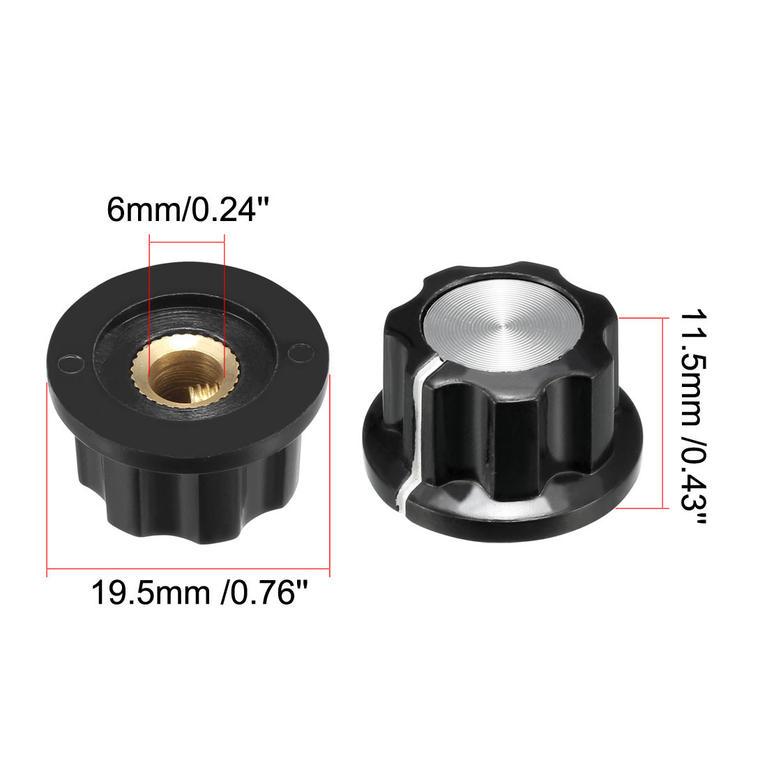 10Pcs 19.5x11.5mm Silver Tone Top Potentiometer Volume Control Rotary Knobs