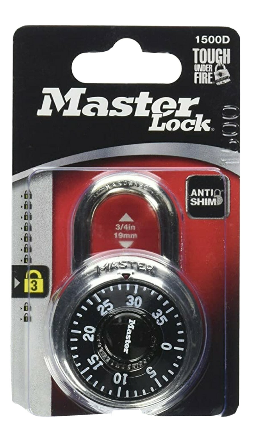 Master Lock Padlock 1500D Combination Dial Lock, 1-7/8in (48mm) Wide - New
