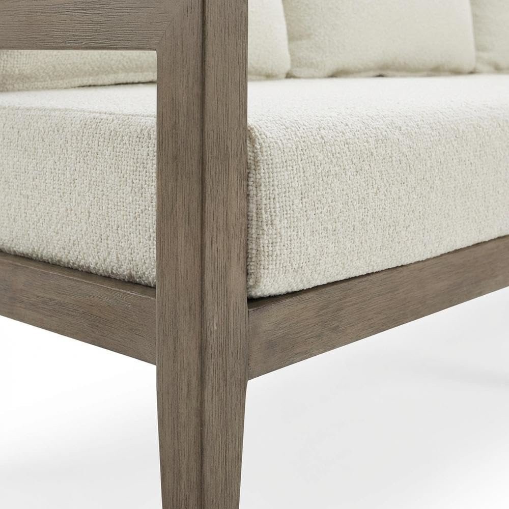 Beige Outdoor Sofa, 3-Seat Patio Couch With Aluminum Frame Design