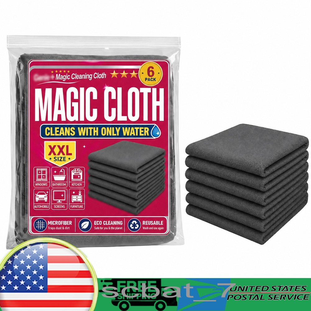 Genie Magic Cleaning Cloth 6-Pack,Microfiber Cleaning Cloths ,Reusable