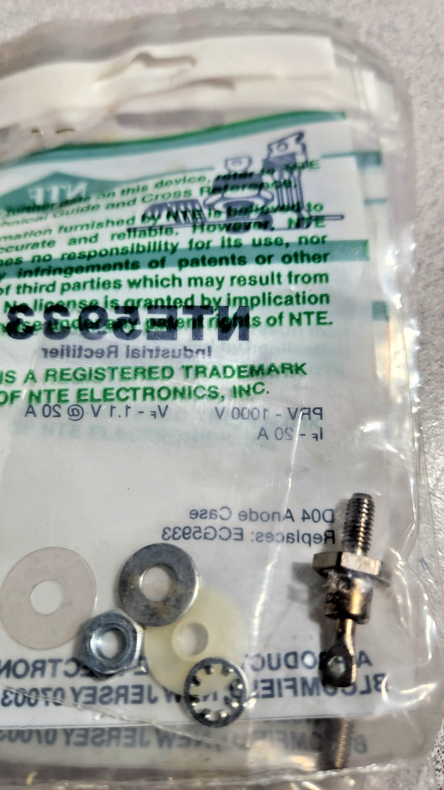 NTE5933 INDUSTRIAL RECTIFIER 1000V 20A