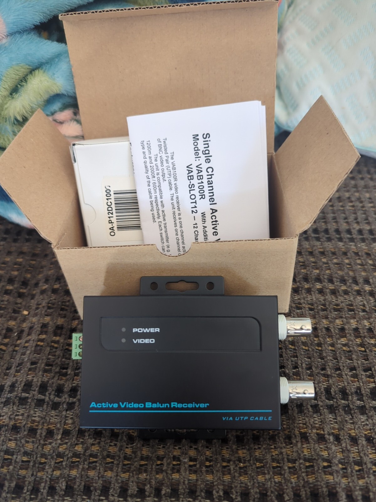 Single Channel Active Video Balun Receiver VAB100R With Addl' BNC Loop