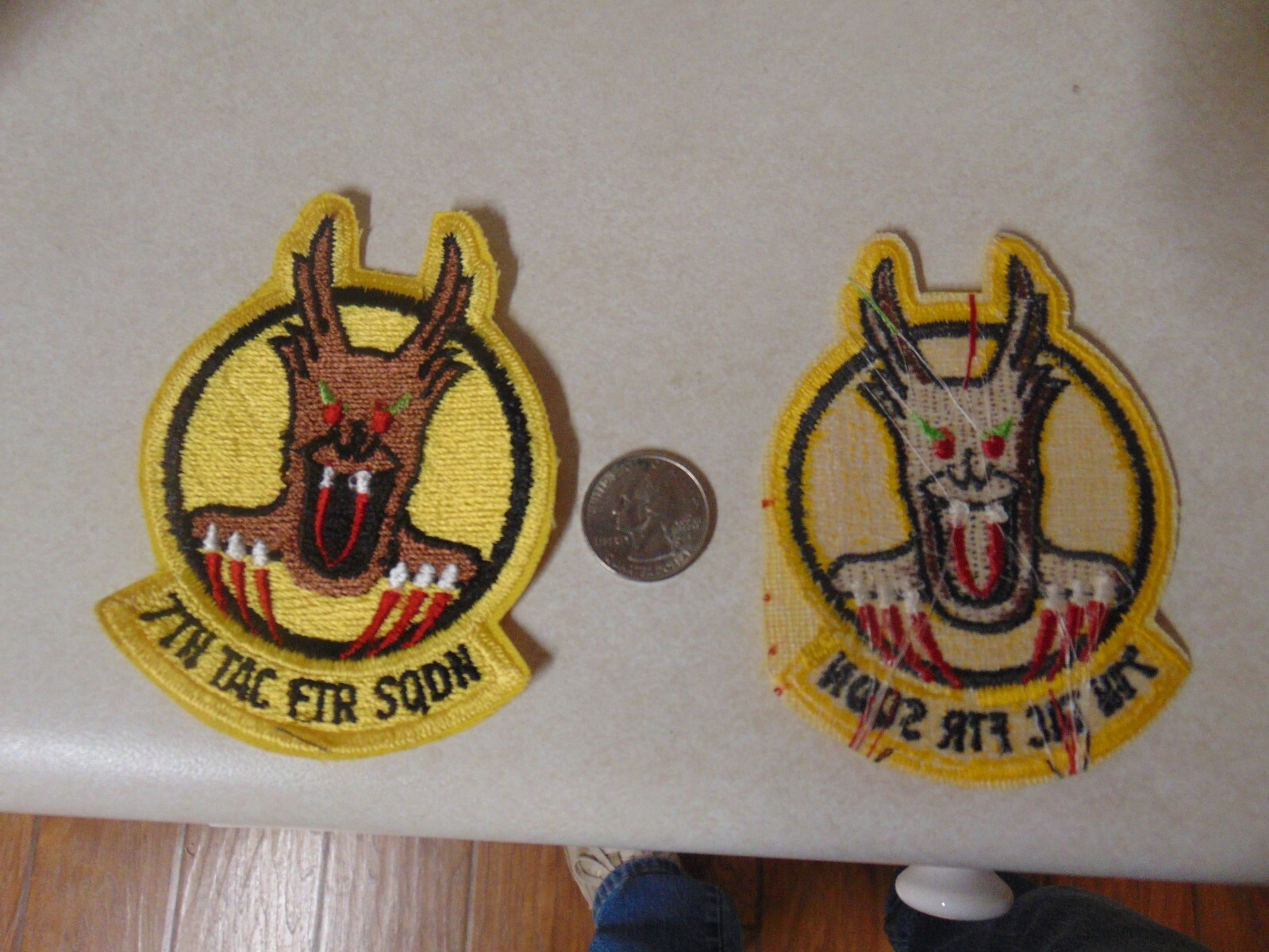 MILITARY PATCH SEW ON OLDER US AIR FORCE 7TH TACTICAL FIGHTER SQUADRON YELLOW
