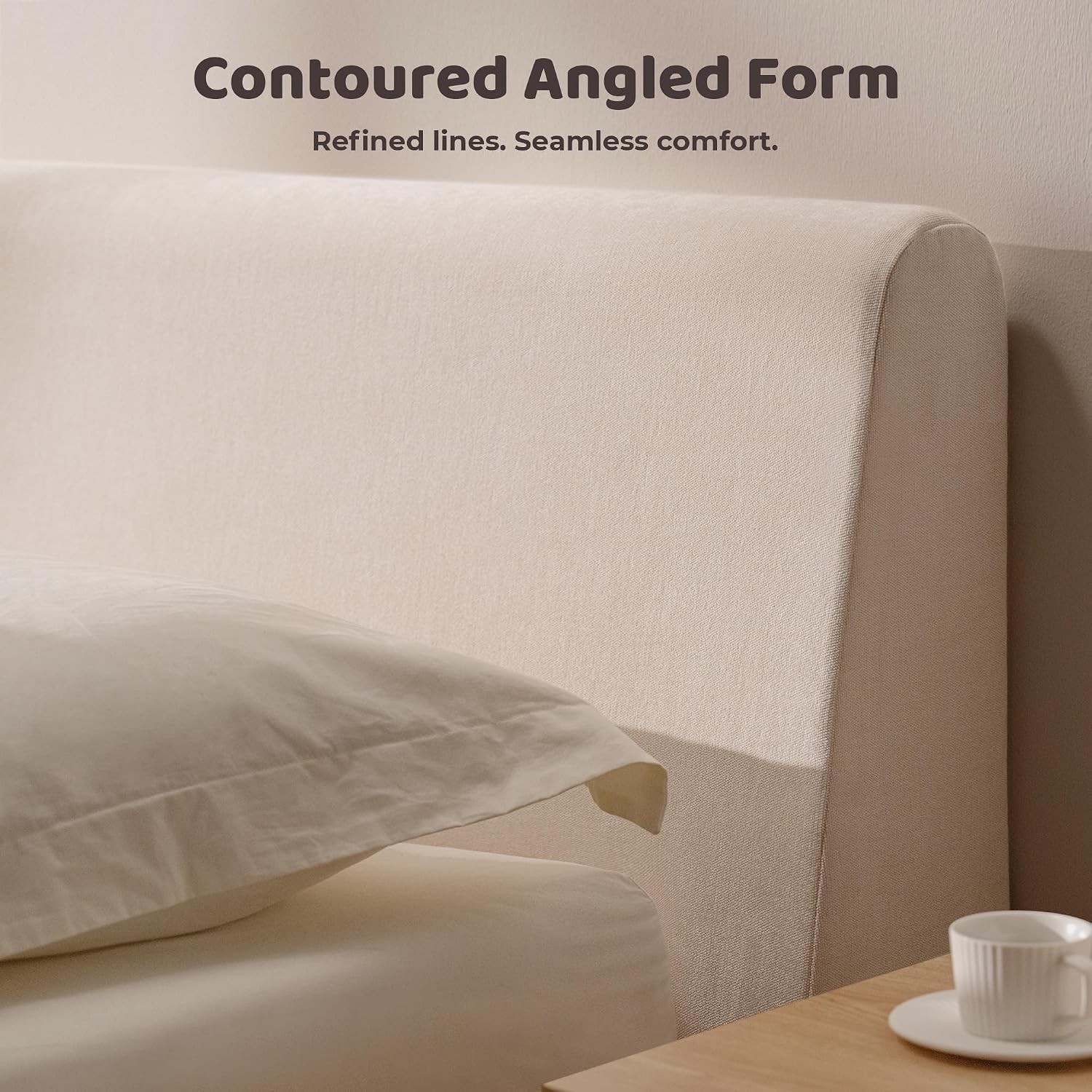 AirFrame King Size Bed Frame W/ Ergonomic Angled Foam Cushioned Headboard