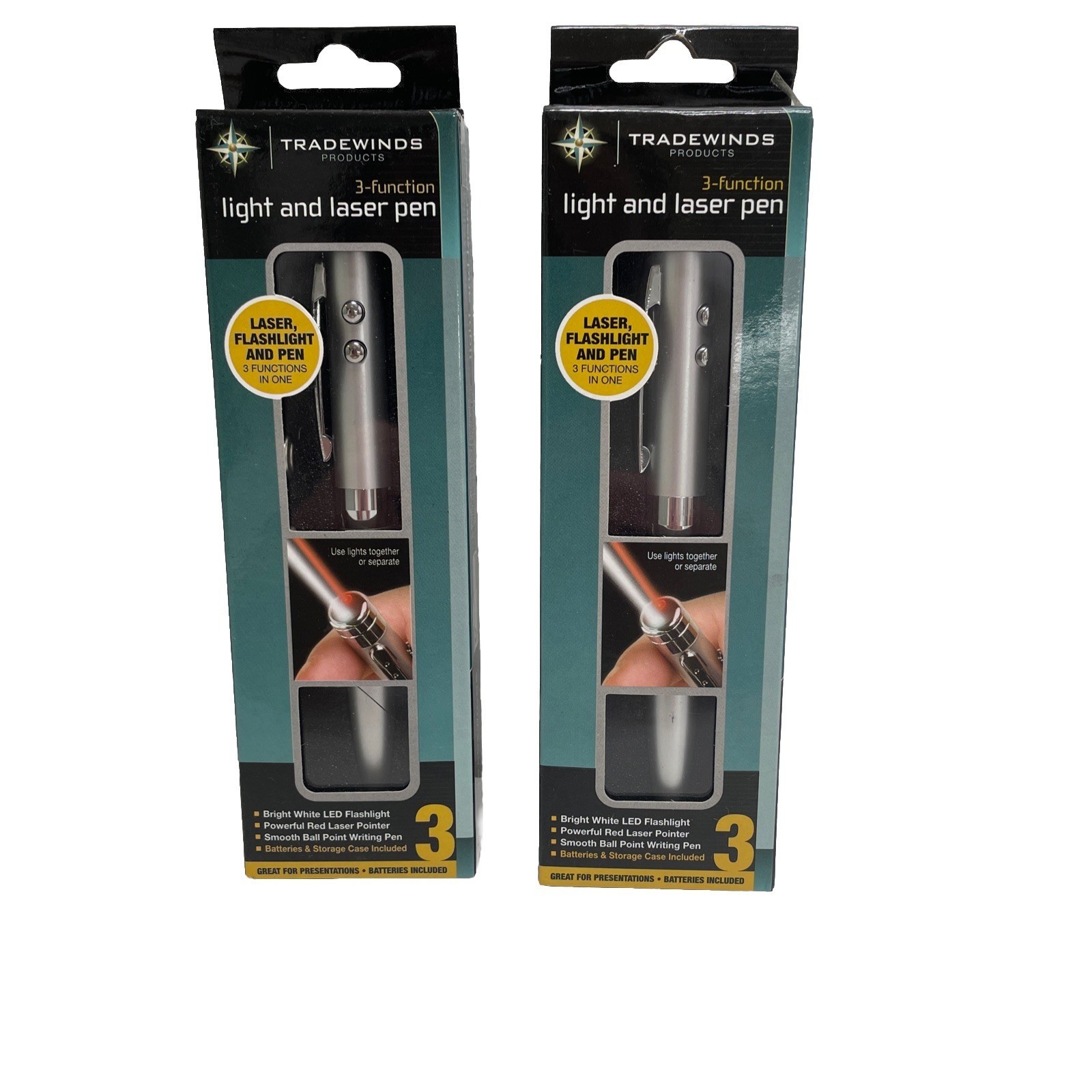 "Tradewinds"  Laser Flash Light  Pens 3 Function Combo TWO PENS- BRAND NEW