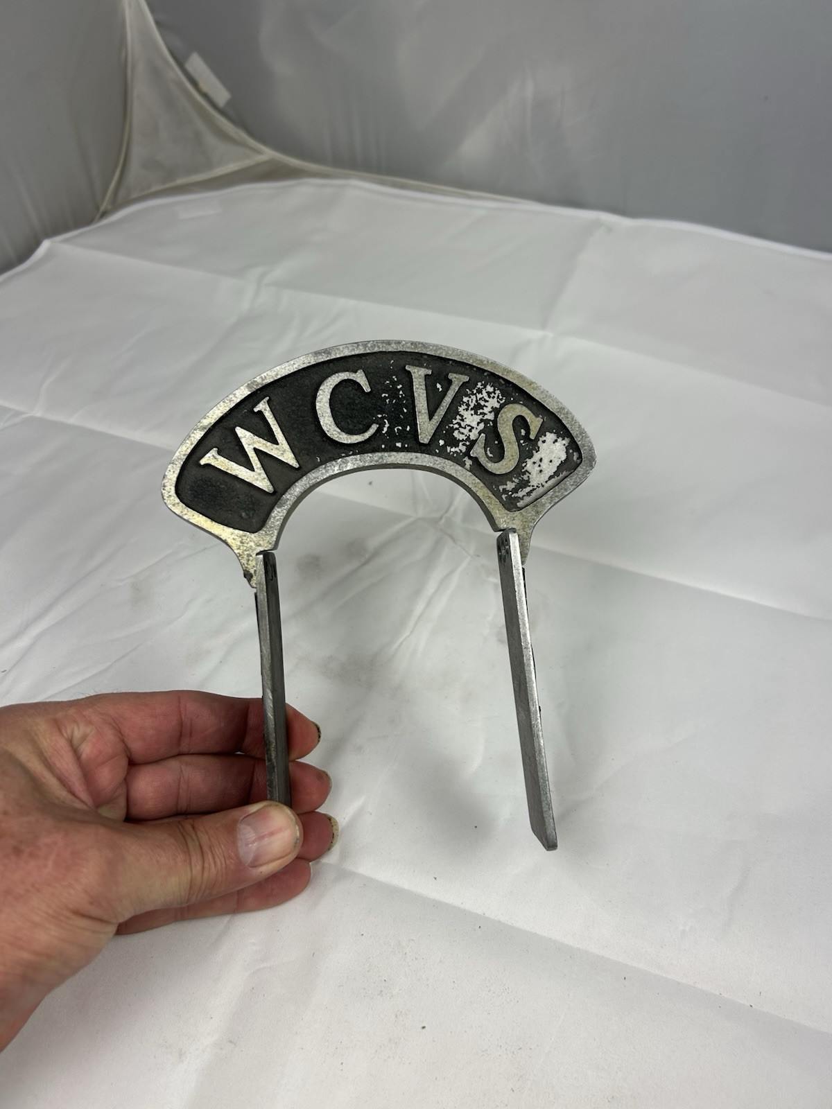 Original Cast Aluminum Microphone Flag WCVS