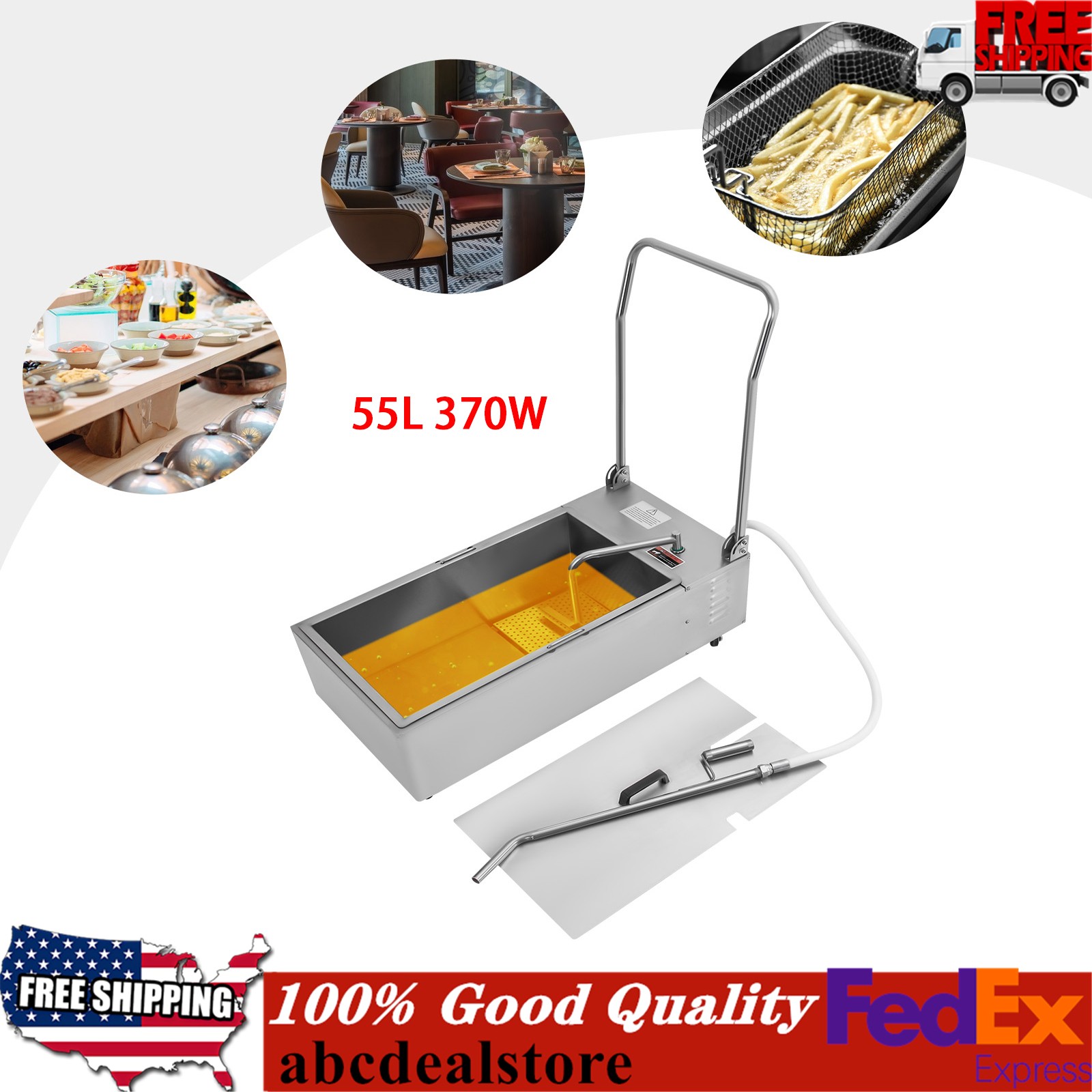 Fryer Oil Filter 55L Commercial Cooking Oil Filtration System Mobile Fryer Filte