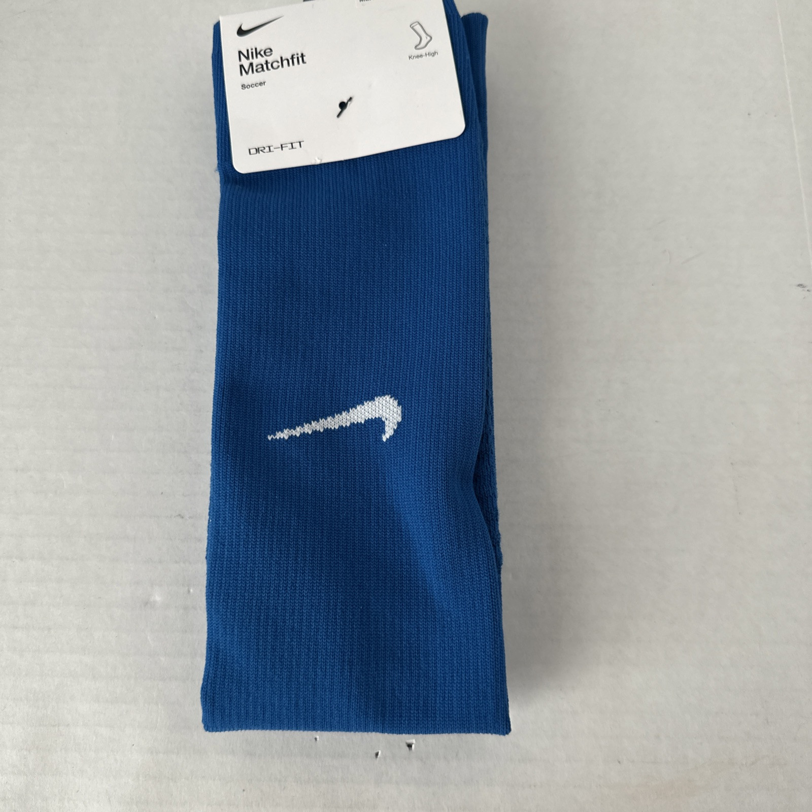 Nike Matchfit Dri-FIT Knee High Soccer Socks Large 8-12 Blue White CV1956-477