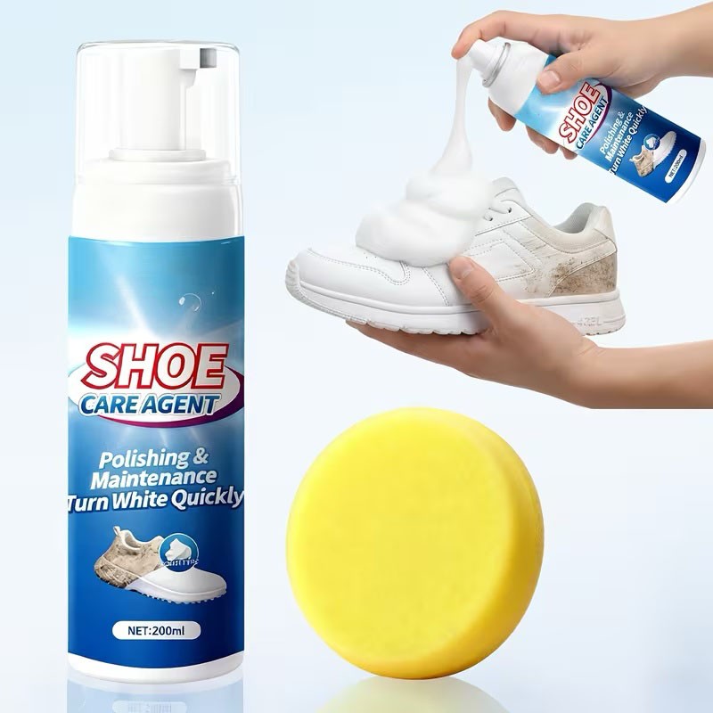Shoe Cleaner, 6.76 Oz White Shoe Cleaning Kit with Brush & Towel, Sneaker Cleane