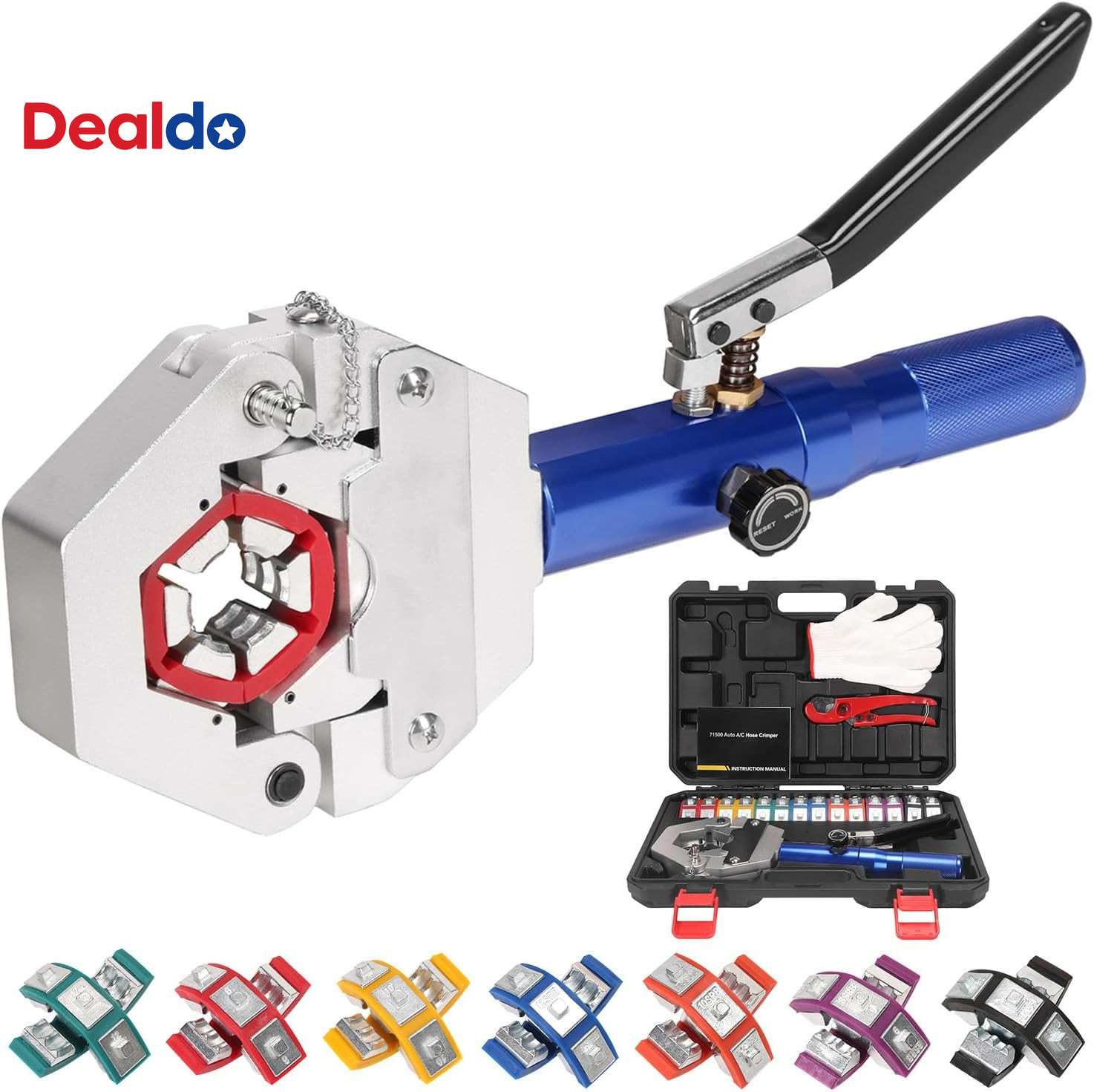 Hydraulic Hose Crimper AC Crimping Tool with Snap-On 7 Dies Manual Handheld Hydr