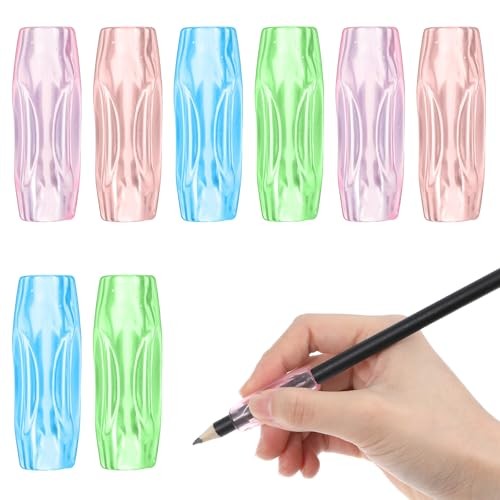 8-Pack Silicone Grippers for Pencils with 3 Concaves, Ergonomic Comfort Pencil