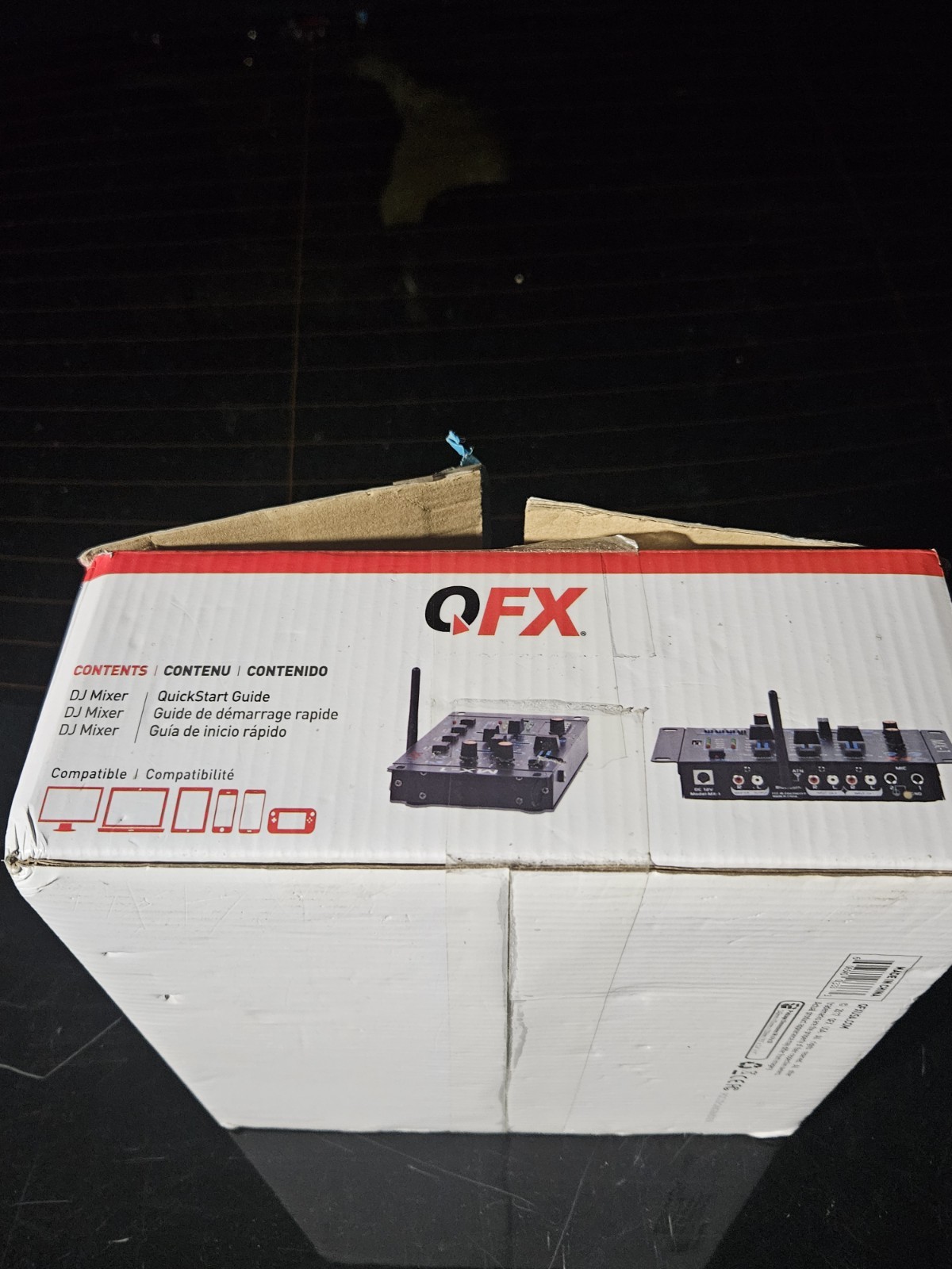 QXF 3-Channel DJ Mixer MX-1 - TESTED and Working - Bluetooth Streaming DJ Player