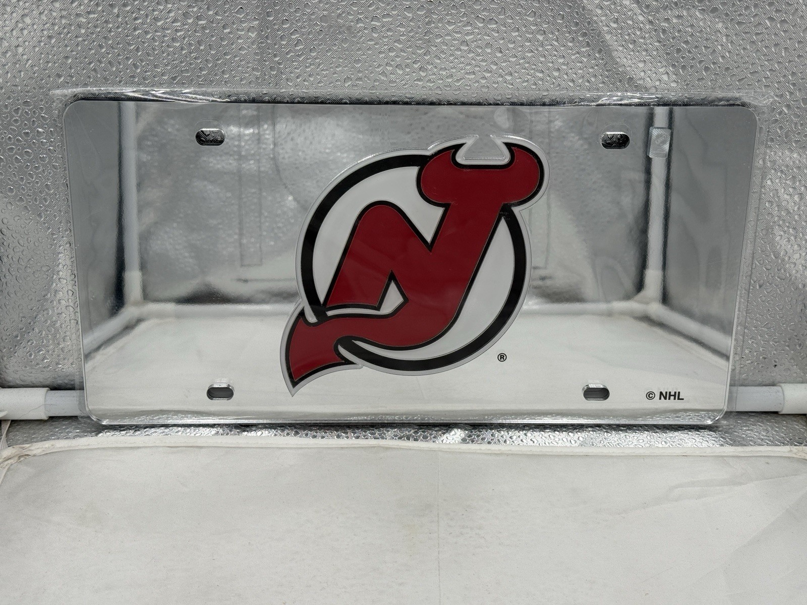 New Jersey Devils NHL Silver Acrylic Lasercut License Plate Wincraft
