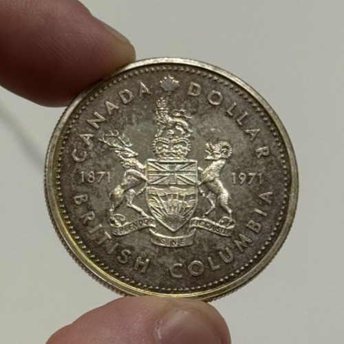 1971 Canada-British Columbia 50% Silver Dollar -Toned! - w/Box