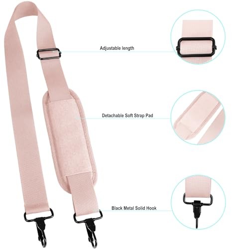 Shoulder Strap 56 inch, Universal Adjustable Thick Soft Duffel Bag Pink