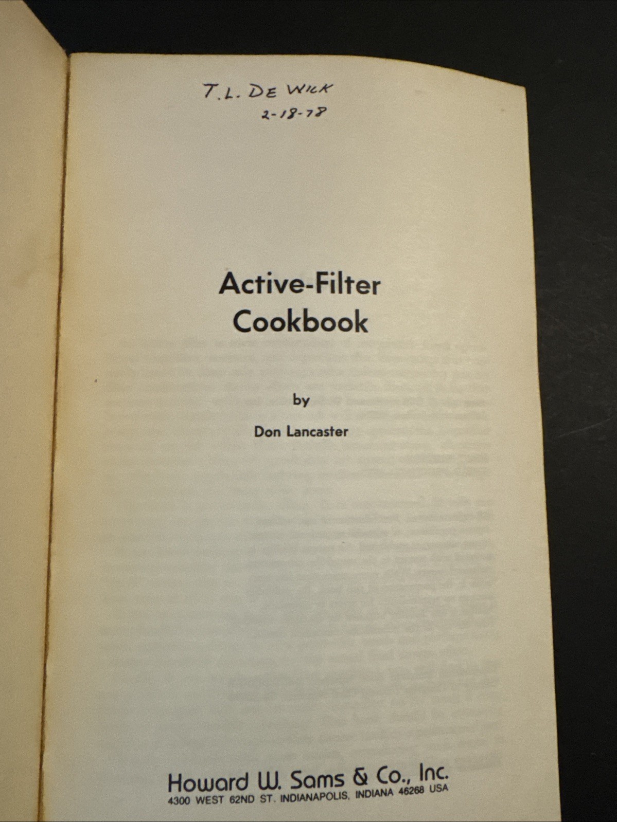 Active Filter Cookbook Don Lancaster 1977 1st Edition 3rd Print Paperback