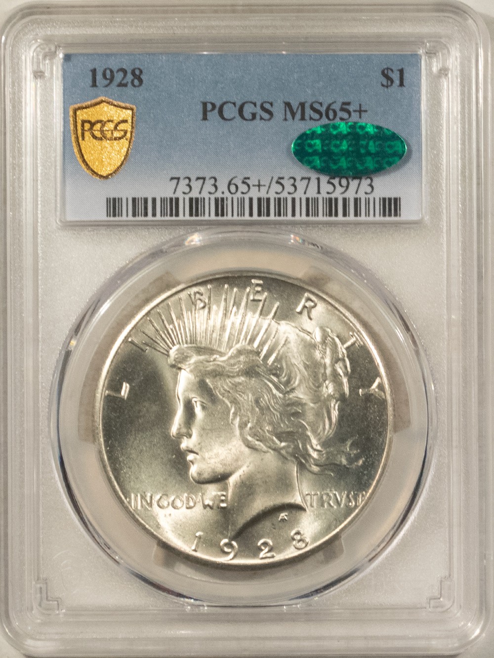 1928 $1 PEACE DOLLAR PCGS MS-65+ CAC APPROVED LOOKS 66! PREMIUM QUALITY PERFECT!