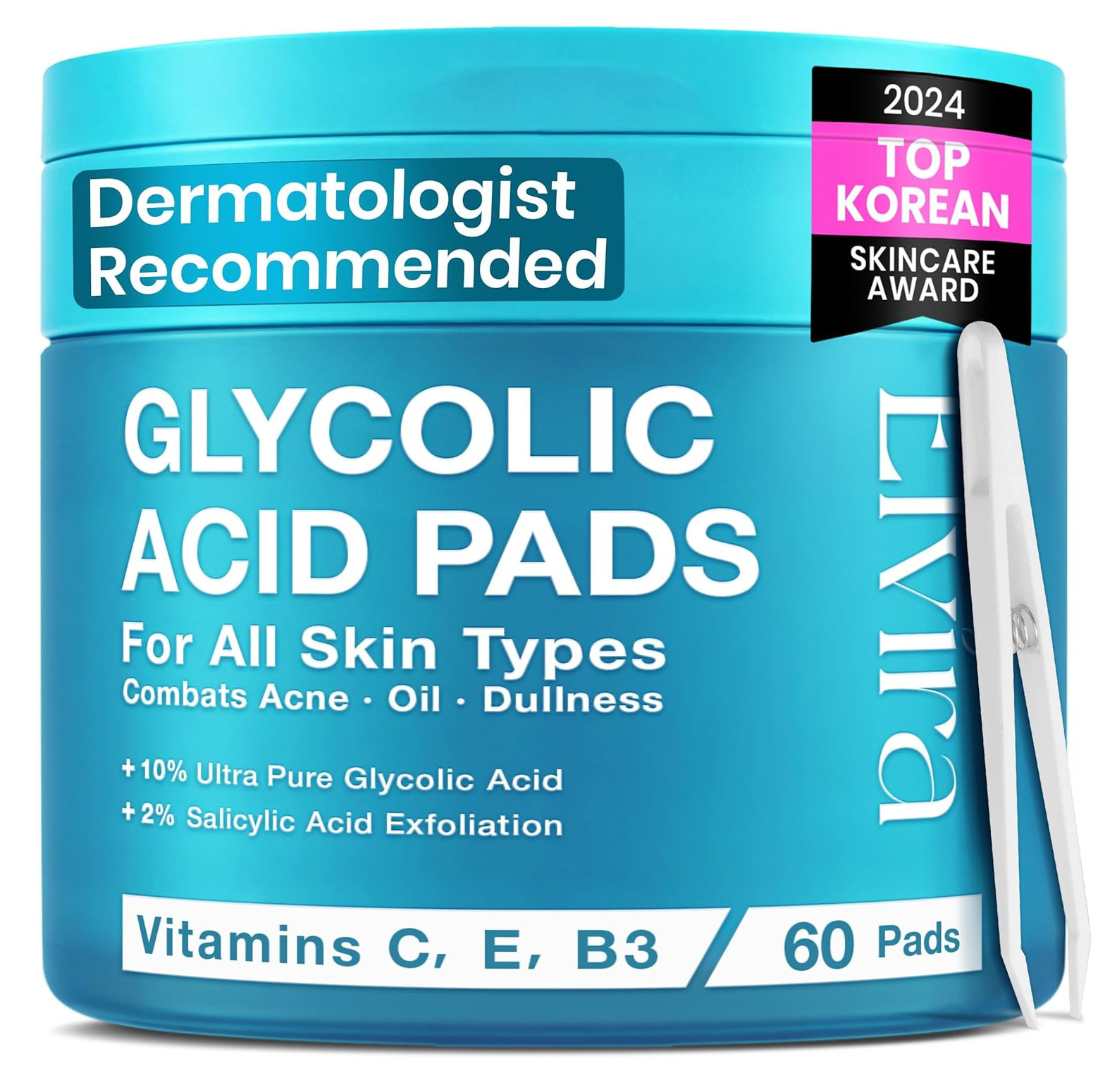 Elvira Korean Skincare Anti-Aging & Glycolic Acid Exfoliating Facial Pads With 1