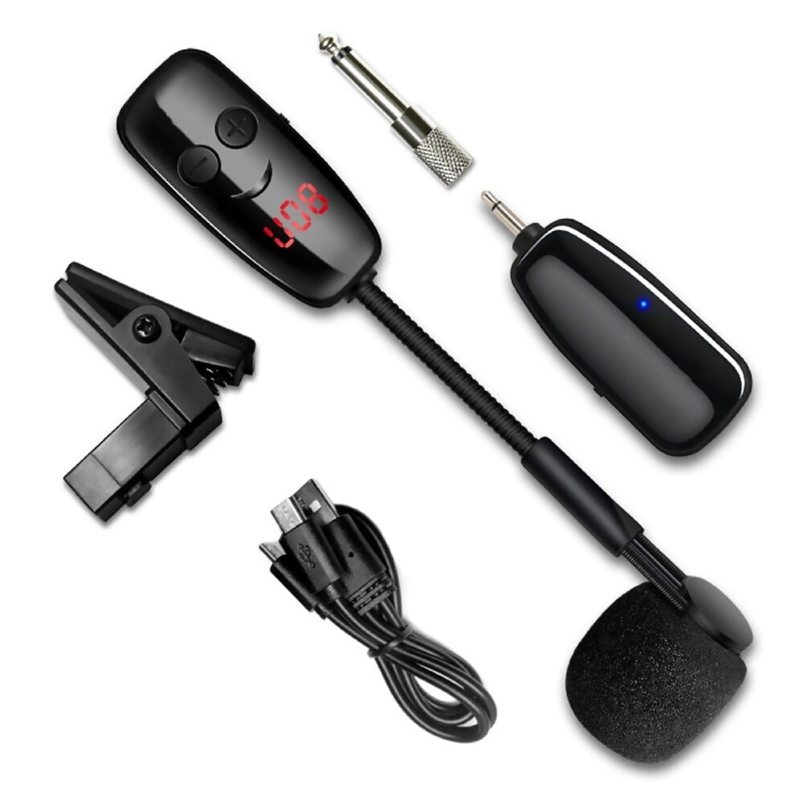 For Trumpet Saxophone Instrument UHF Wireless Microphone w/ Receiver Transmitter