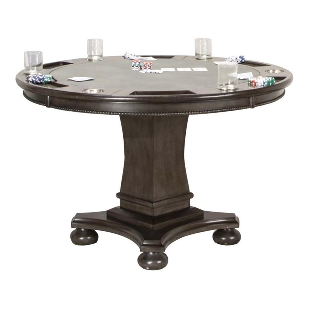 Bowery Hill 48" Round Reversible Top Wood Dining/Poker Table in Gray