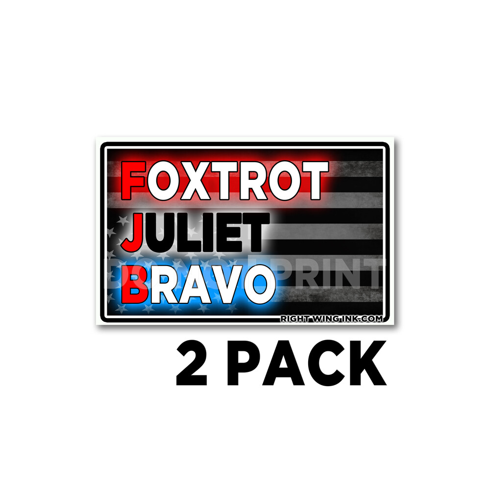FJB Foxtrot Juilet Bravo American Flag Small Anti Biden Stickers 5" wide 2 Pack