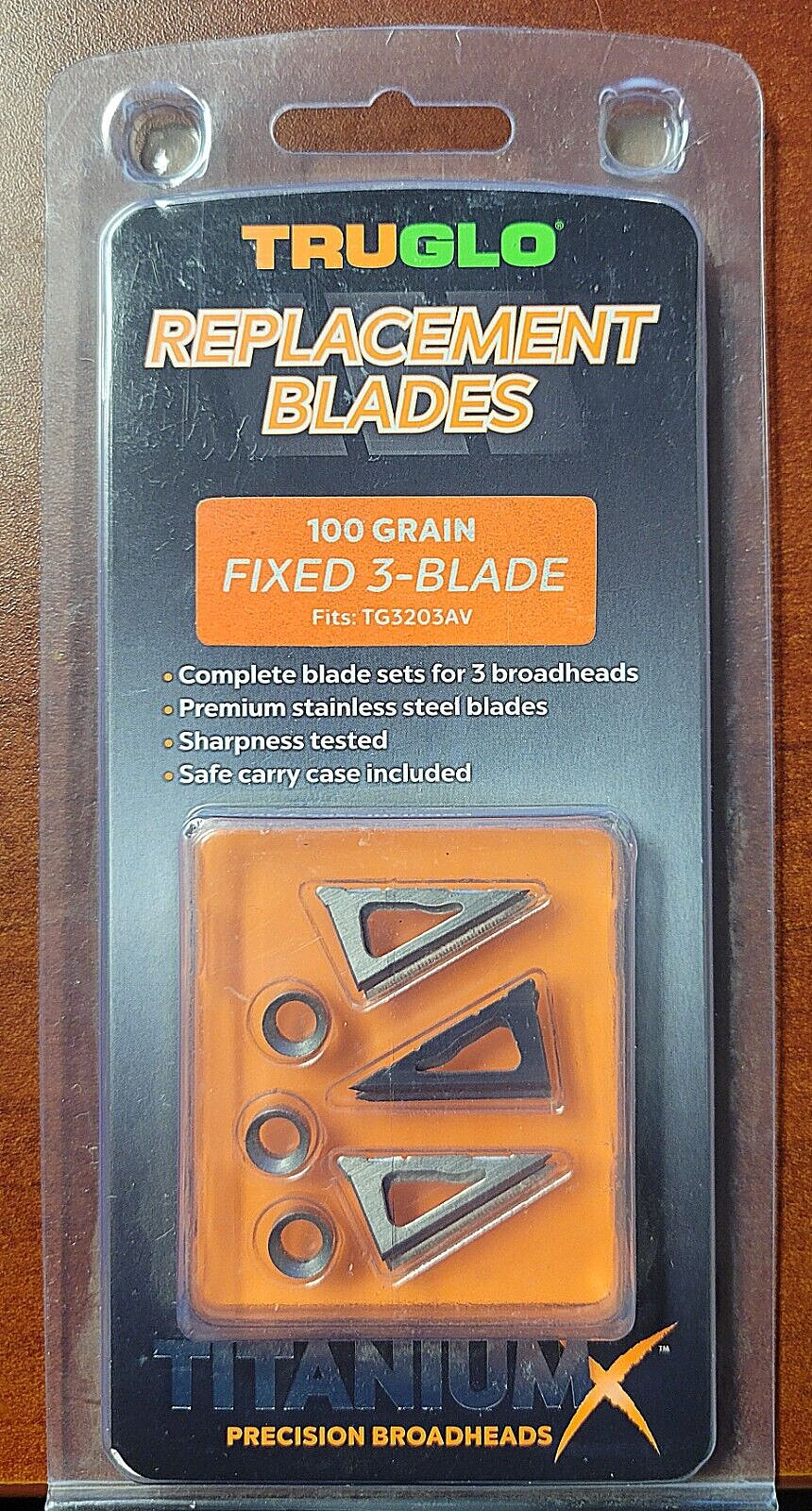 Truglo TG3203AR TitaniumX Broadhead Replacement Blades 100Gr Fixed 3 Blade GA