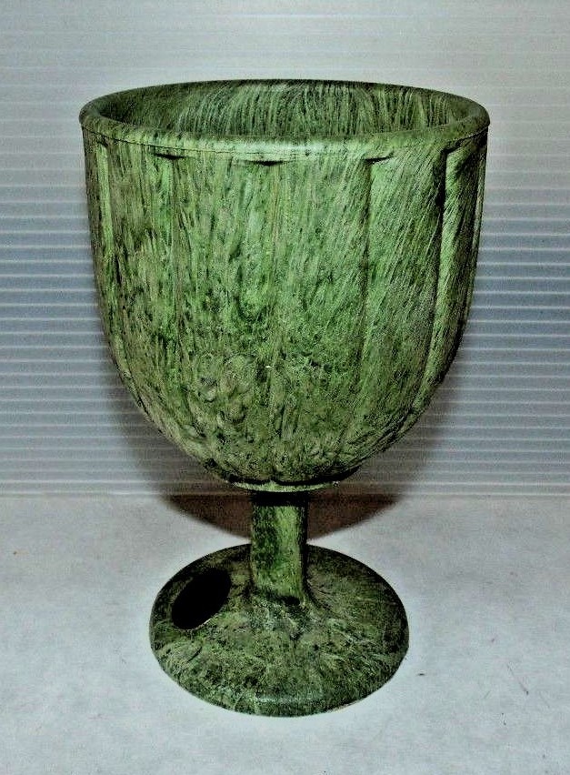 Mid Century Vintage Fronzwood Green Plastic Goblet Planter Vase Candle Holder