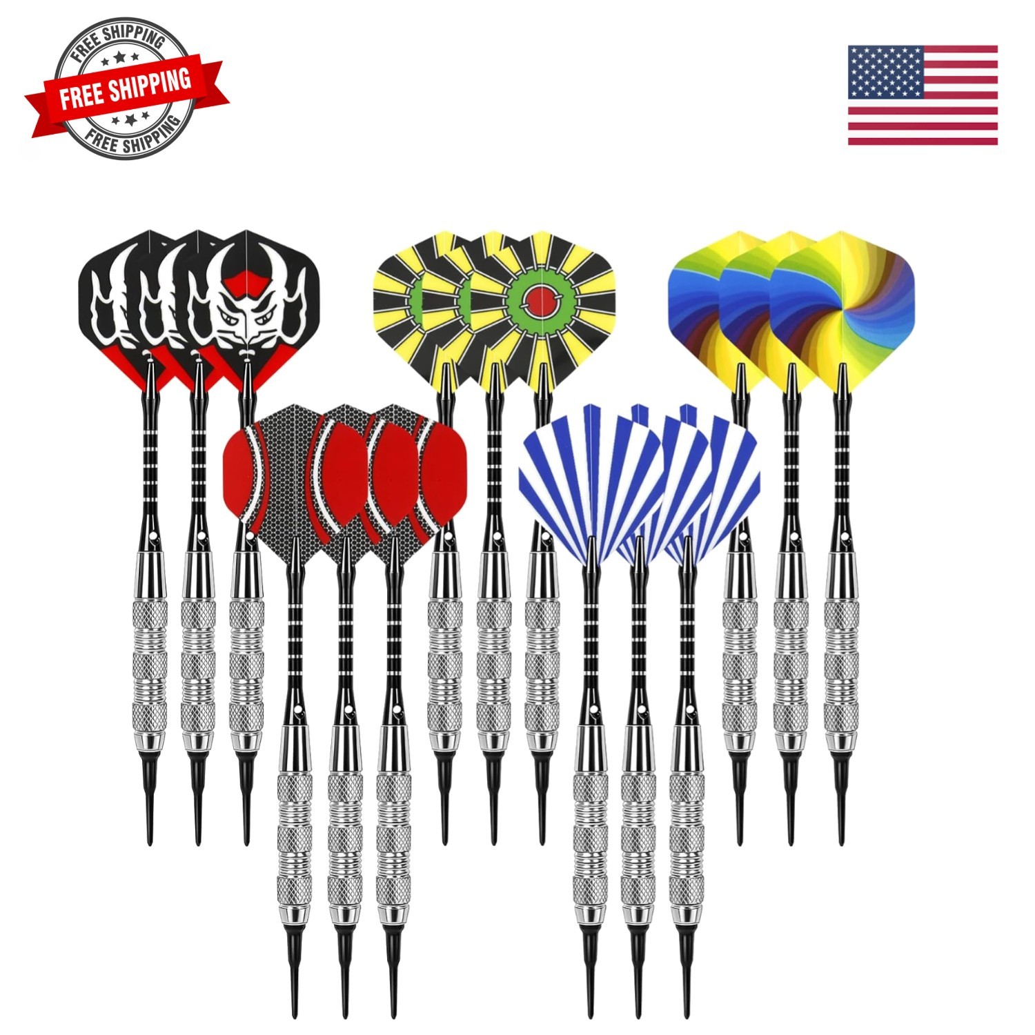 Darts Plastic Tip - 15 Pack Soft Tip Darts Set for Electronic Dartboard - 18 ...