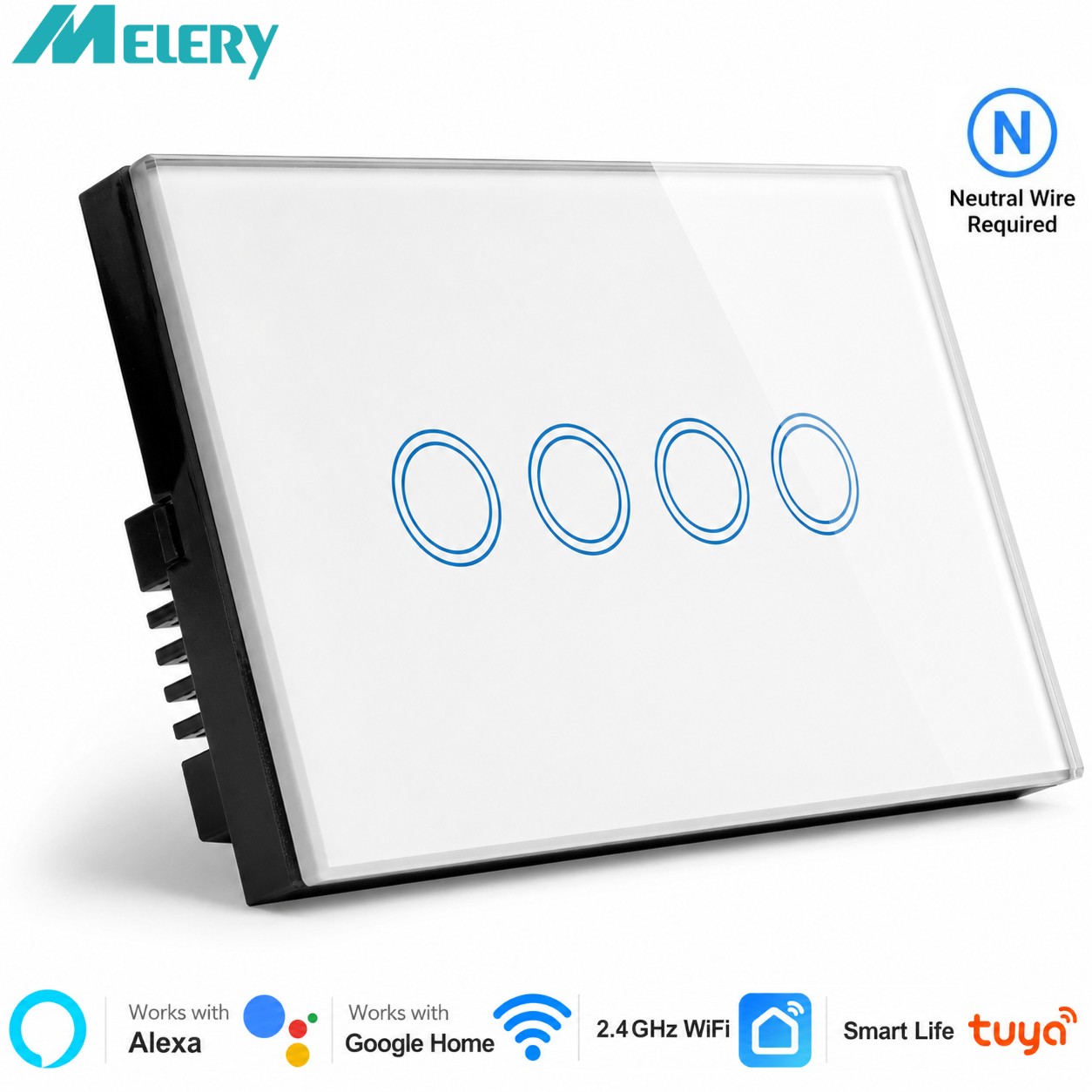 Wifi Smart Life Tuya Light Wall Switch Touch Panel Wireless Voice Remote Control