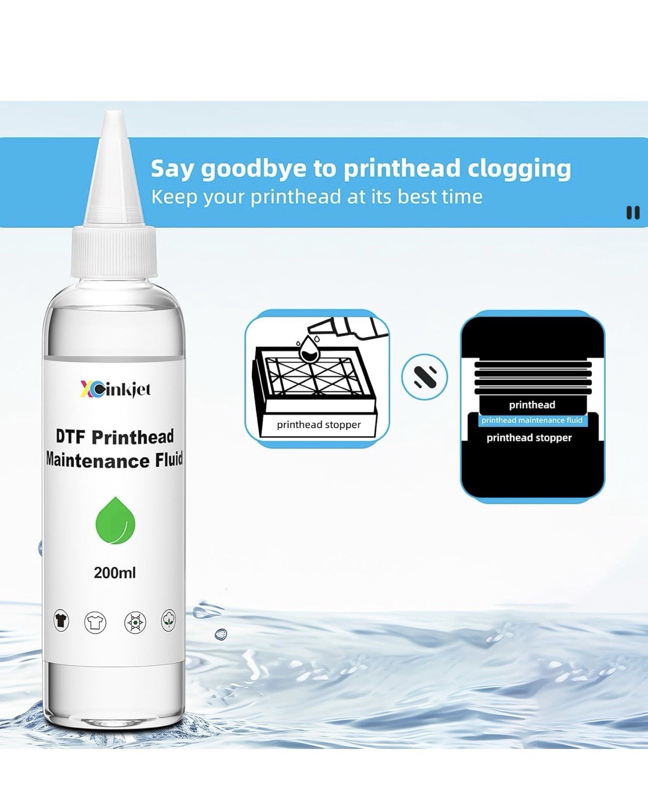 Xcinkjet DTF Ink Refill 200ml 6 Colors with Cleaning Solution for Epson Printers