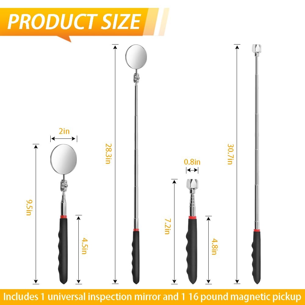 Telescoping Magnetic Pickup Tool Set Pull Force 22 lb, Extendable Magnet...