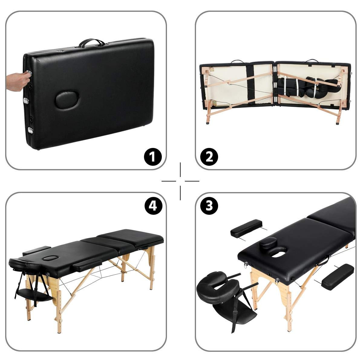 Massage Table Portable Adjustable Massage Bed Foldable Massage Therapy Table 3 F