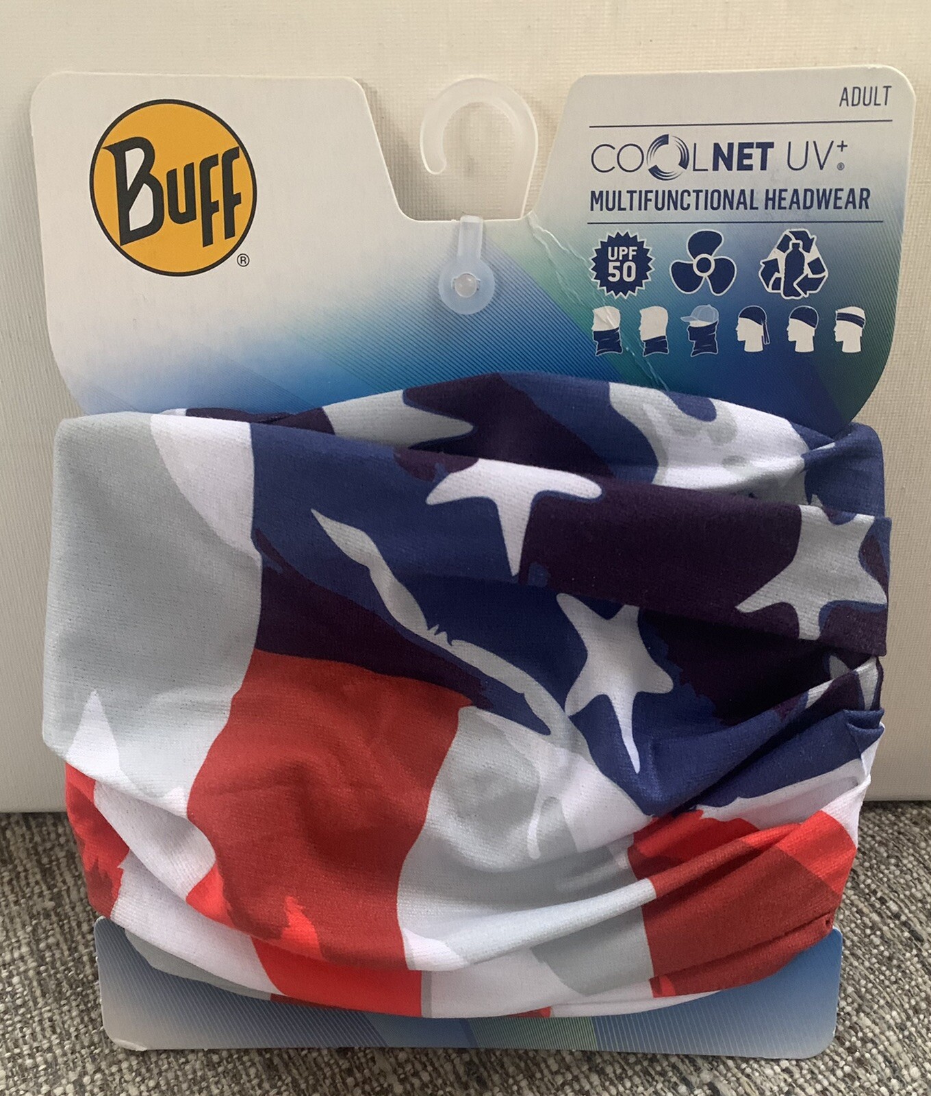 BUFF Adult CoolNet UV Multifunctional American Flag USA Headwear Face Cover Mask