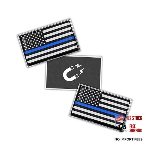Police Thin Blue Line USA Flag Chrome-Plated Small Refrigerator Magnets -